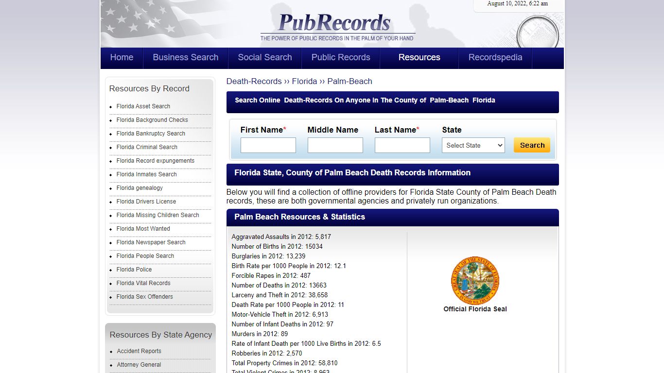 Palm Beach County, Florida Death Records